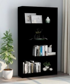 vidaXL 4-Tier Book Cabinet Black 80x24x142 cm Engineered Wood