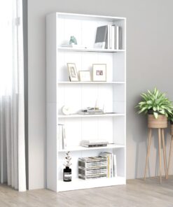 vidaXL 5-Tier Book Cabinet White 80x24x175 cm Engineered Wood