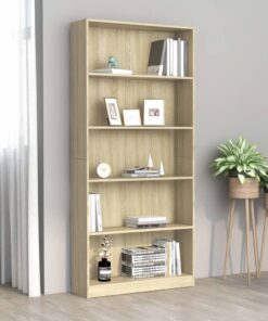 vidaXL 5-Tier Book Cabinet Sonoma Oak 80x24x175 cm Engineered Wood