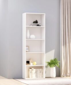 vidaXL 5-Tier Book Cabinet White 60x30x189 cm Engineered Wood