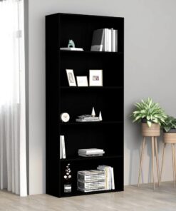 vidaXL 5-Tier Book Cabinet Black 80x30x189 cm Engineered Wood