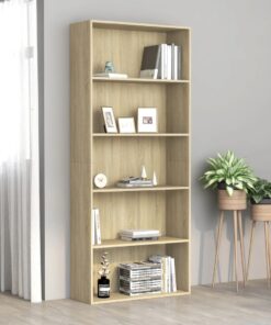 vidaXL 5-Tier Book Cabinet Sonoma Oak 80x30x189 cm Engineered Wood