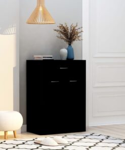 vidaXL Shoe Cabinet Black 60x35x84 cm Engineered Wood