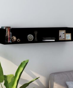 vidaXL CD Wall Shelf Black 100x18x18 cm Engineered Wood