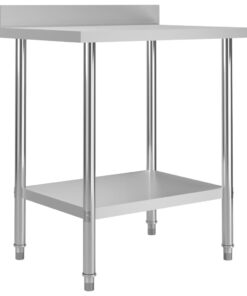 vidaXL Kitchen Work Table with Backsplash 80x60x93 cm Stainless Steel