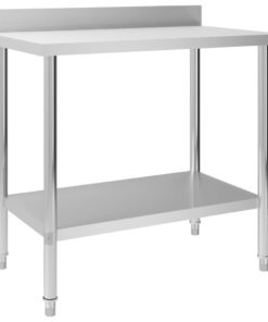 vidaXL Kitchen Work Table with Backsplash 100x60x93 cm Stainless Steel