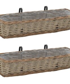 vidaXL Balcony Planter 2 pcs Wicker with PE Lining 80 cm