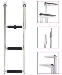 vidaXL Folding Boarding Ladder 3-step Stainless Steel