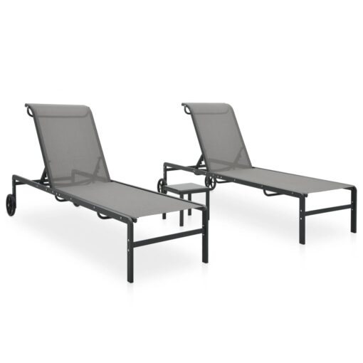 vidaXL Sun Loungers 2 pcs with Table Textilene and Steel