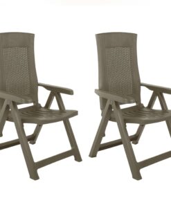 vidaXL Garden Reclining Chairs 2 pcs Plastic Mocca