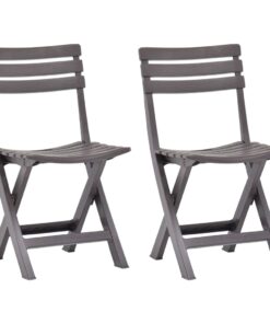 vidaXL Folding Garden Chairs 2 pcs Plastic Mocha