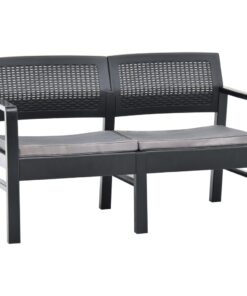 vidaXL 2-Seater Garden Bench with Cushions 120 cm Plastic Anthracite