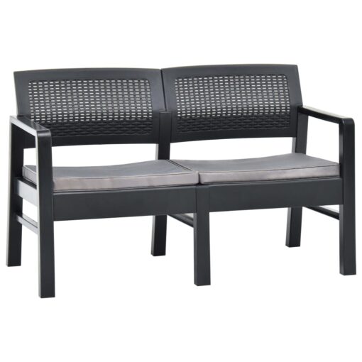 vidaXL 2-Seater Garden Bench with Cushions 120 cm Plastic Anthracite