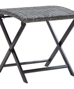 vidaXL Folding Stool Poly Rattan Grey