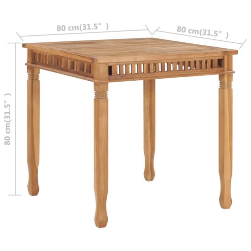 vidaXL Garden Dining Table 80x80x80 cm Solid Teak Wood - Image 4