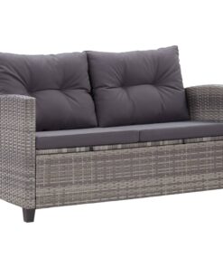 vidaXL 2-Seater Garden Sofa with Cushions Grey 124 cm Poly Rattan