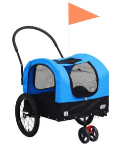 vidaXL 2-in-1 Pet Bike Trailer & Jogging Stroller Blue and Black