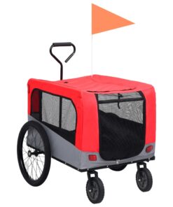 vidaXL 2-in-1 Pet Bike Trailer & Jogging Stroller Red and Grey