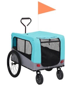 vidaXL 2-in-1 Pet Bike Trailer & Jogging Stroller Blue and Grey