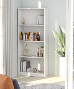 vidaXL 4-Tier Book Cabinet White 60x24x142 cm Engineered Wood