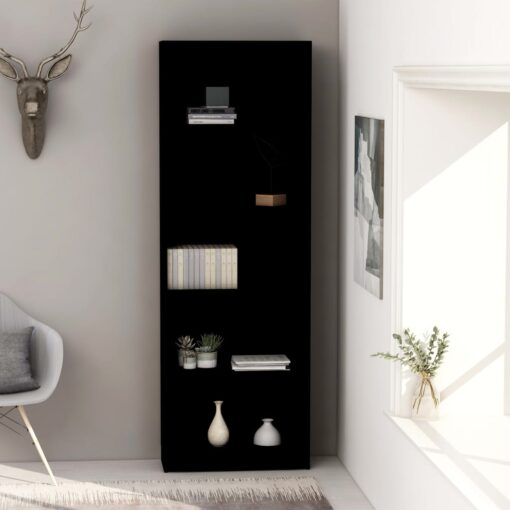 vidaXL 5-Tier Book Cabinet Black 60x24x175 cm Engineered Wood