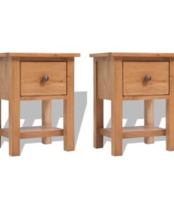 vidaXL Nightstands 2 pcs 36x30x47 cm Solid Oak Wood