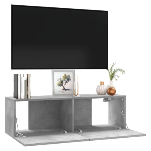 vidaXL TV Cabinet Concrete Grey 100x30x30 cm Engineered Wood - Image 2