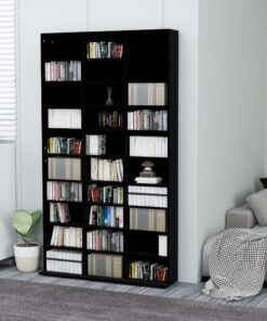 vidaXL CD Cabinet Black 102x16x177.5 cm Engineered Wood