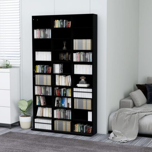 vidaXL CD Cabinet Black 102x16x177.5 cm Engineered Wood