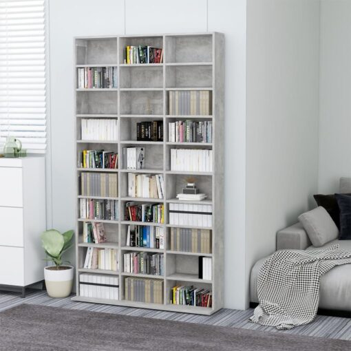 vidaXL CD Cabinet Concrete Grey 102x16x177.5 cm Engineered Wood