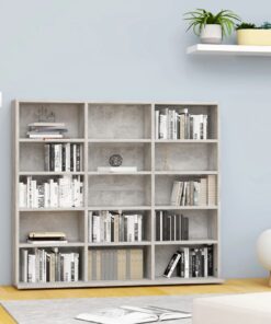 vidaXL CD Cabinet Concrete Grey 102x23x89.5 cm Engineered Wood