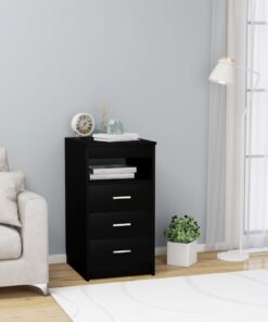 vidaXL Drawer Cabinet Black 40x50x76 cm Engineered Wood