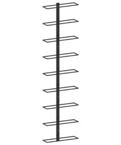 vidaXL Wall-mounted Wine Rack for 9 Bottles Black Iron