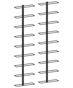 vidaXL Wall-mounted Wine Racks for 18 Bottles 2 pcs Black Iron