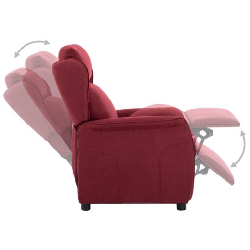 Recliner Chair Wine Red Fabric - Image 2