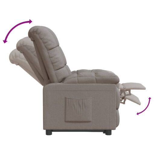 vidaXL Recliner Chair Taupe Fabric - Image 4