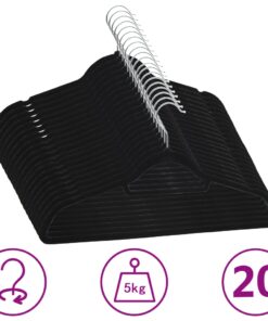 vidaXL 20 pcs Clothes Hanger Set Anti-slip Black Velvet