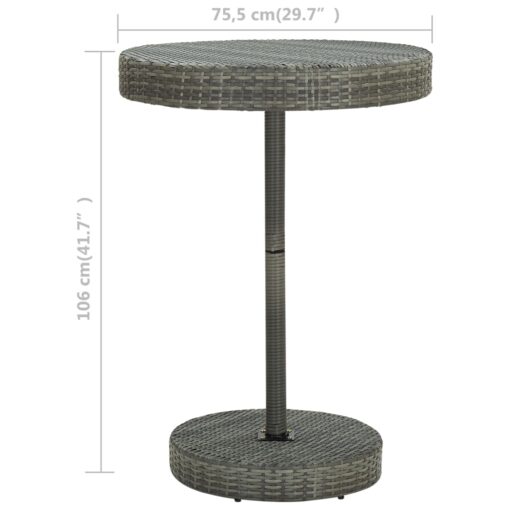 vidaXL Garden Table Grey 75.5x106 cm Poly Rattan - Image 3