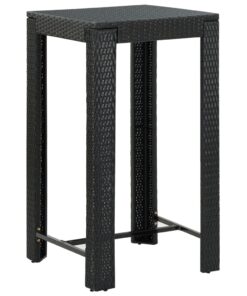 vidaXL Garden Bar Table Black 60.5x60.5x110.5 cm Poly Rattan