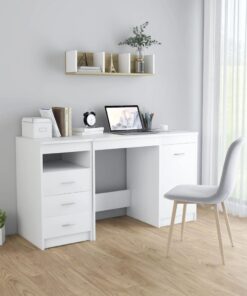 vidaXL Desk White 140x50x76 cm Engineered Wood