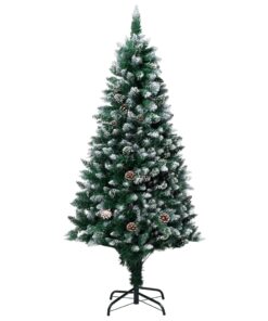 vidaXL Artificial Christmas Tree with Pine Cones and White Snow 180 cm