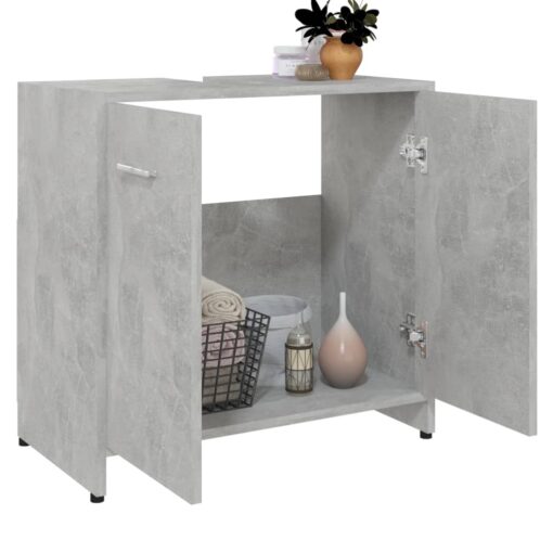 vidaXL Bathroom Cabinet Concrete Grey 60x33x61 cm Engineered Wood - Image 2