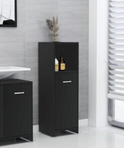 vidaXL Bathroom Cabinet Black 30x30x95 cm Engineered Wood