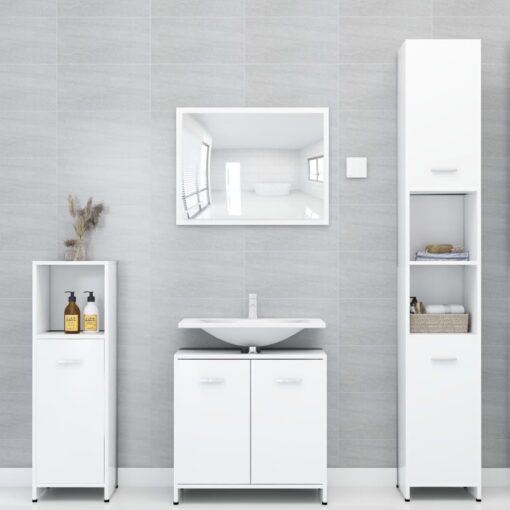 Bathroom Cabinet White 30x30x183.5 cm Engineered Wood - Image 2