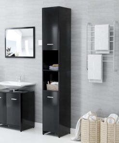 vidaXL Bathroom Cabinet Black 30x30x183.5 cm Engineered Wood