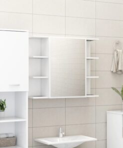 vidaXL Bathroom Mirror Cabinet White 80x20.5x64 cm Engineered Wood