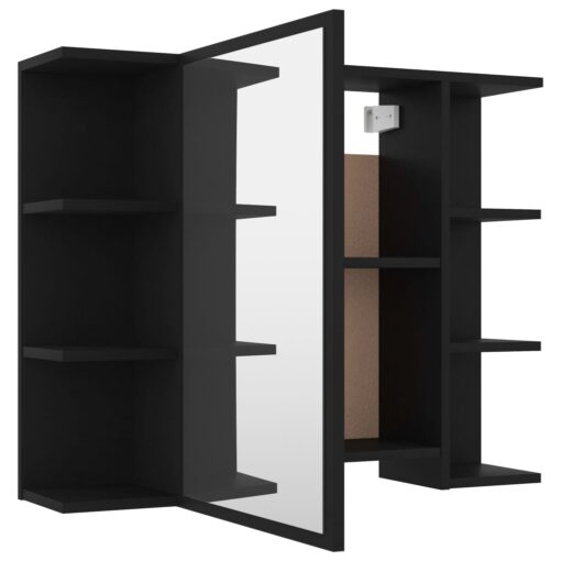 vidaXL Bathroom Mirror Cabinet Black 80x20.5x64 cm Engineered Wood - Image 3