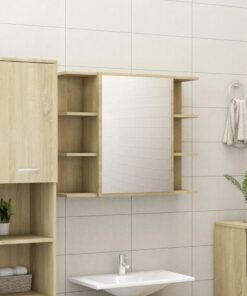 vidaXL Bathroom Mirror Cabinet Sonoma Oak 80x20.5x64 cm Engineered Wood