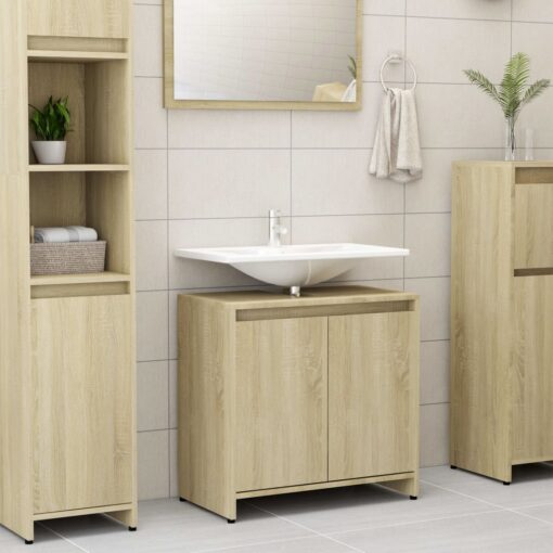 vidaXL Bathroom Cabinet Sonoma Oak 60x33x61 cm Engineered Wood