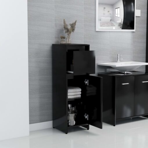 Bathroom Cabinet Black 30x30x95 cm Engineered Wood - Image 2